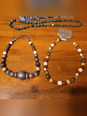 3 Beaded Vintage Style Necklaces